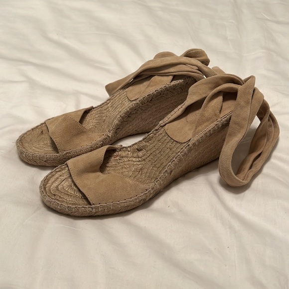 Tan Tie Up Wedges - Picture 2 of 5